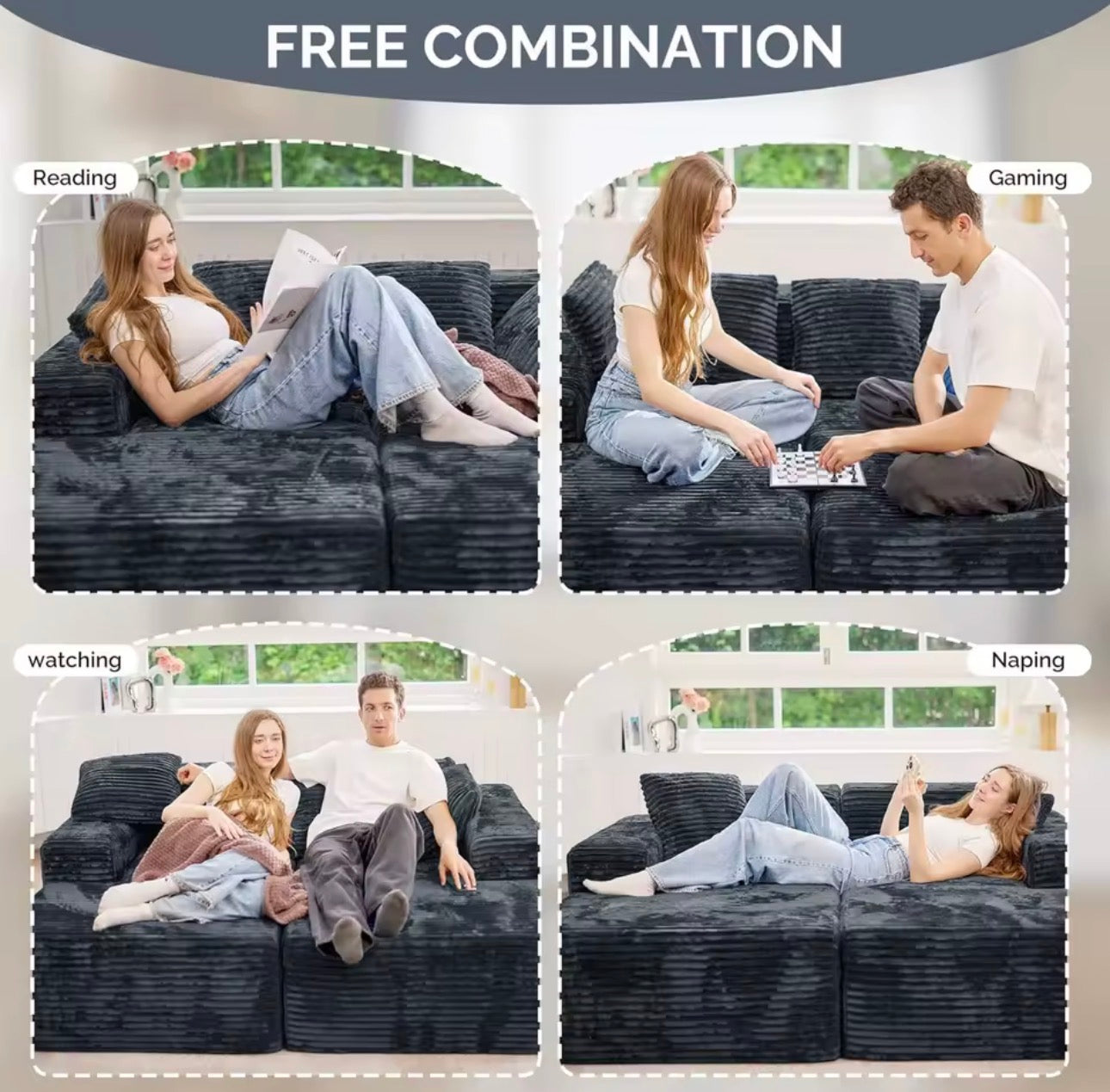 Cloud Modular Sectional Sofa Couch with Storage Ottoman, 99" Oversized Sectional Couches for Living Room, Cloud, Customized