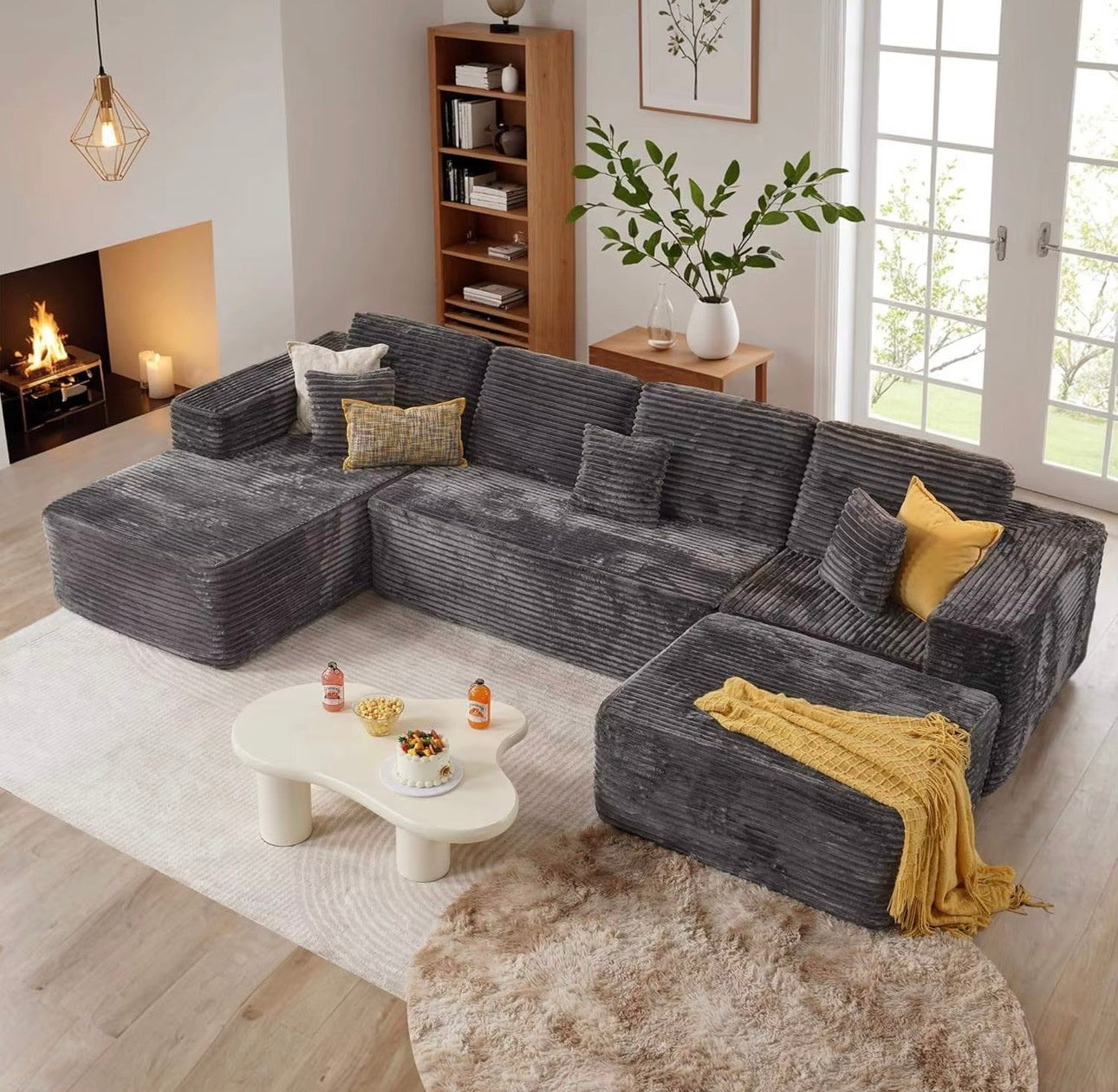 Cloud Modular Sectional Sofa Couch with Storage Ottoman, 99" Oversized Sectional Couches for Living Room, Cloud, Customized