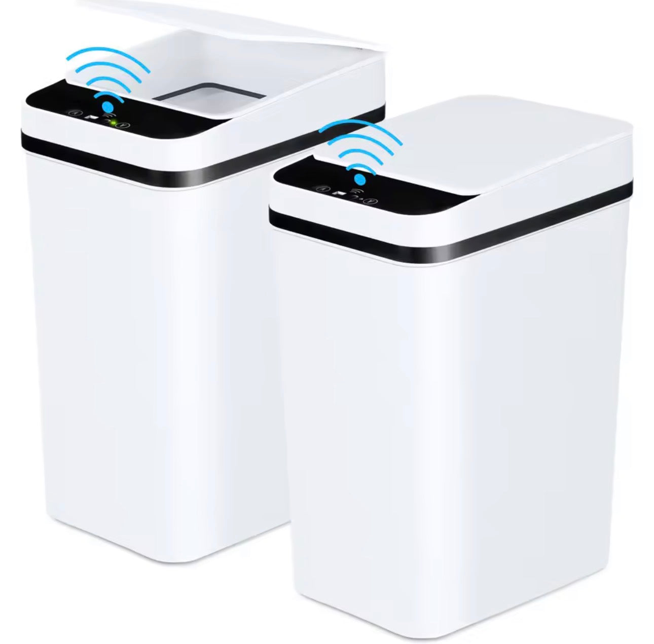 2 Pack 12L Bathroom Automatic Trash Cans Touchless Motion Sensor Slim with Lid for Bathroom, Bedroom, Living Room And Office