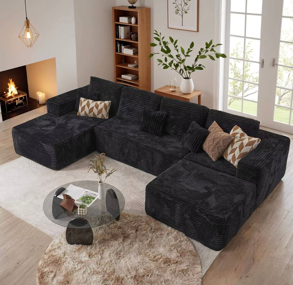 Cloud Modular Sectional Sofa Couch with Storage Ottoman, 99" Oversized Sectional Couches for Living Room, Cloud, Customized